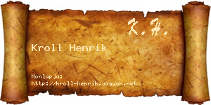 Kroll Henrik névjegykártya